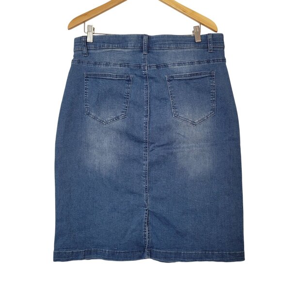 Czelrine Womens Blue Stretch Denim Pencil Skirt XXL With Button & Zip Closure - Picture 2 of 7